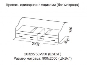 Кровать одинарная с ящиками (Без матраца 0,9*2,0) в Нефтеюганске - nefteyugansk.magazin-mebel74.ru | фото